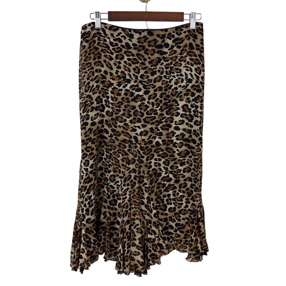 Dana Buchman 100% Silk Leopard Print Midi Skirt CLASSY!